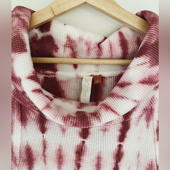 Anthropologie Pilcro Tie Dye Waffle Thermal Mock Neck Top - Picture 3 of 6